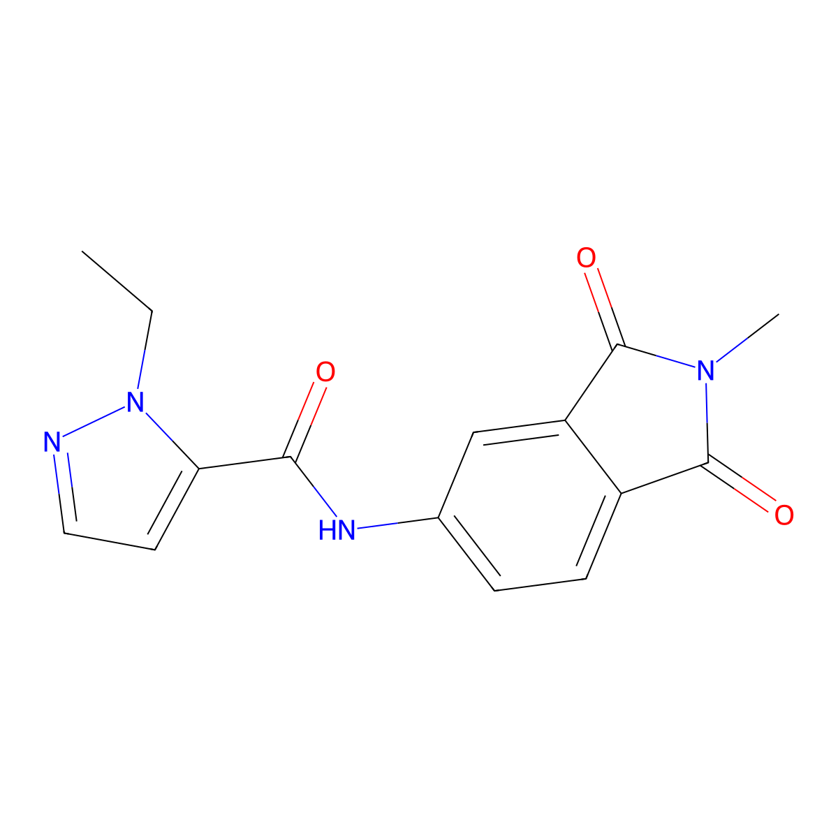 1-ethyl-N-(2-methyl-1,3-dioxoisoindolin-5-yl)-1H-pyrazole-5-carboxamide molecular structure, CAS 1170882-19-5