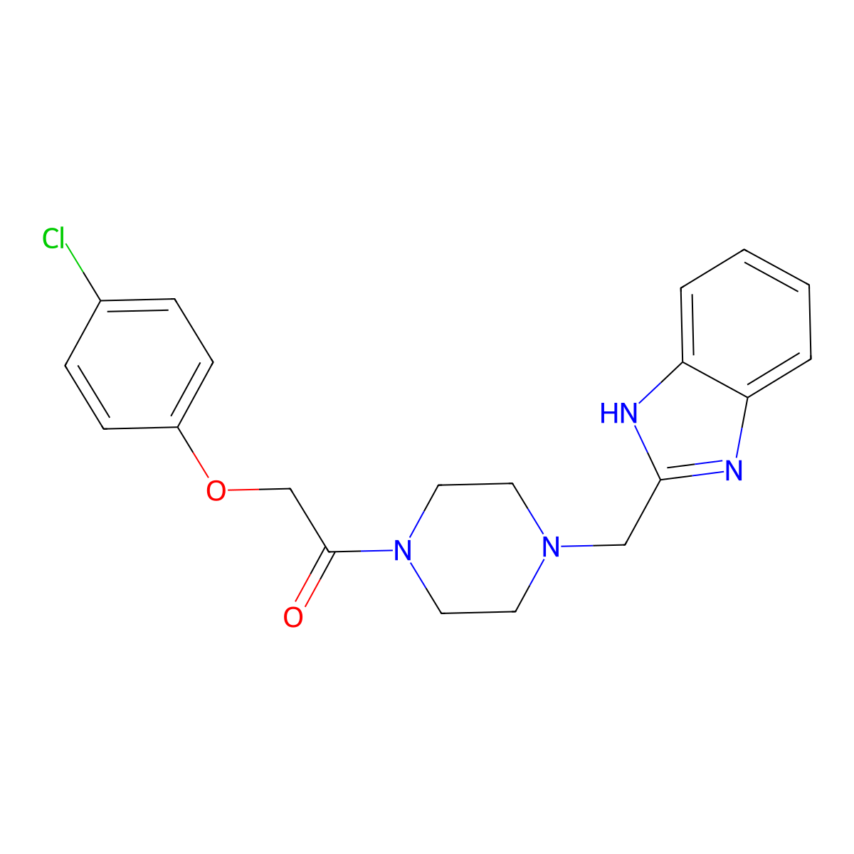 1-(4-((1H-benzo[d]imidazol-2-yl)methyl)piperazin-1-yl)-2-(4-chlorophenoxy)ethanone molecular structure, CAS 1170882-88-8