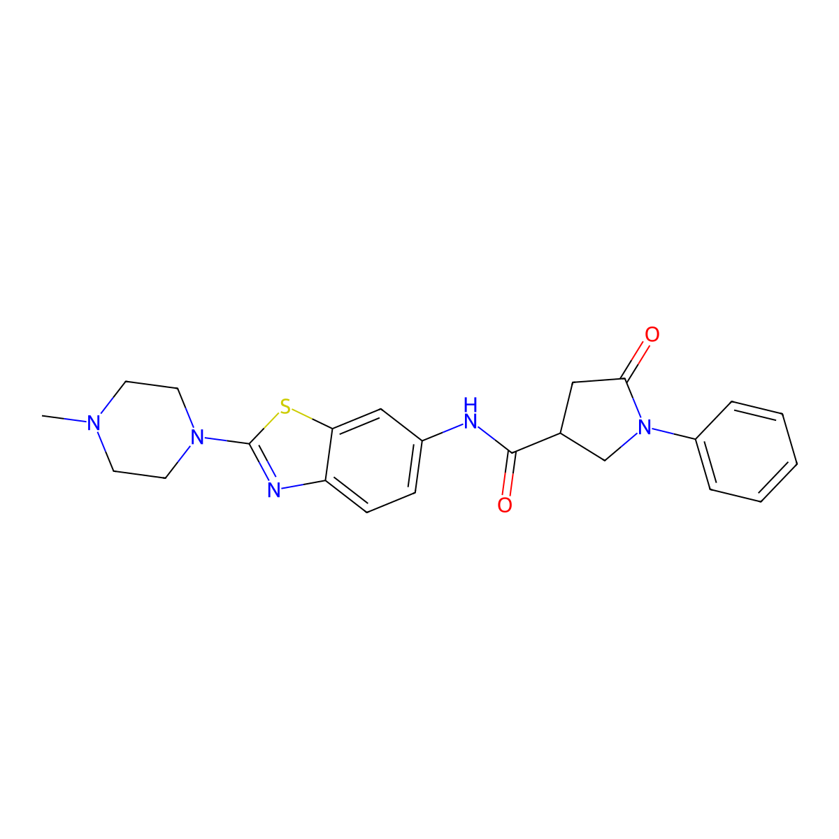 N-(2-(4-methylpiperazin-1-yl)benzo[d]thiazol-6-yl)-5-oxo-1-phenylpyrrolidine-3-carboxamide molecular structure, CAS 1170884-81-7
