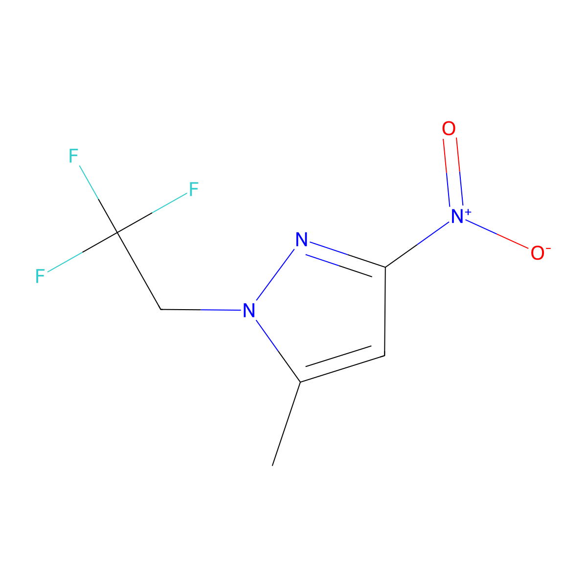 5-methyl-3-nitro-1-(2,2,2-trifluoroethyl)-1H-pyrazole molecular structure, CAS 1170885-02-5