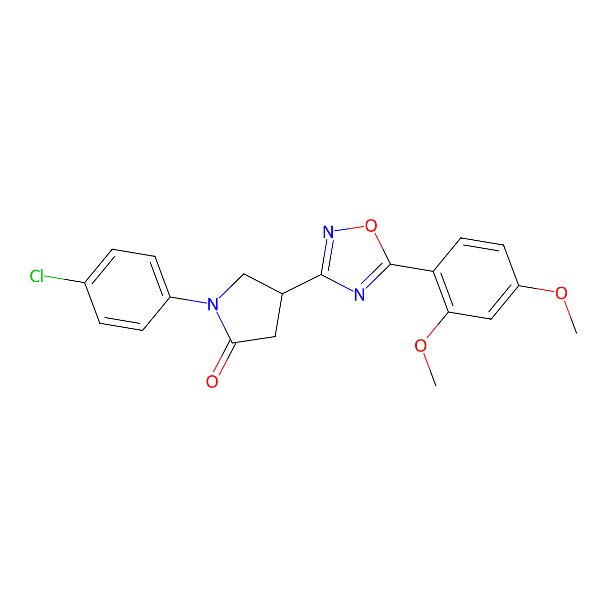 1-(4-Chlorophenyl)-4-[5-(2,4-dimethoxyphenyl)-1,2,4-oxadiazol-3-yl]pyrrolidin-2-one molecular structure, CAS 1170886-17-5