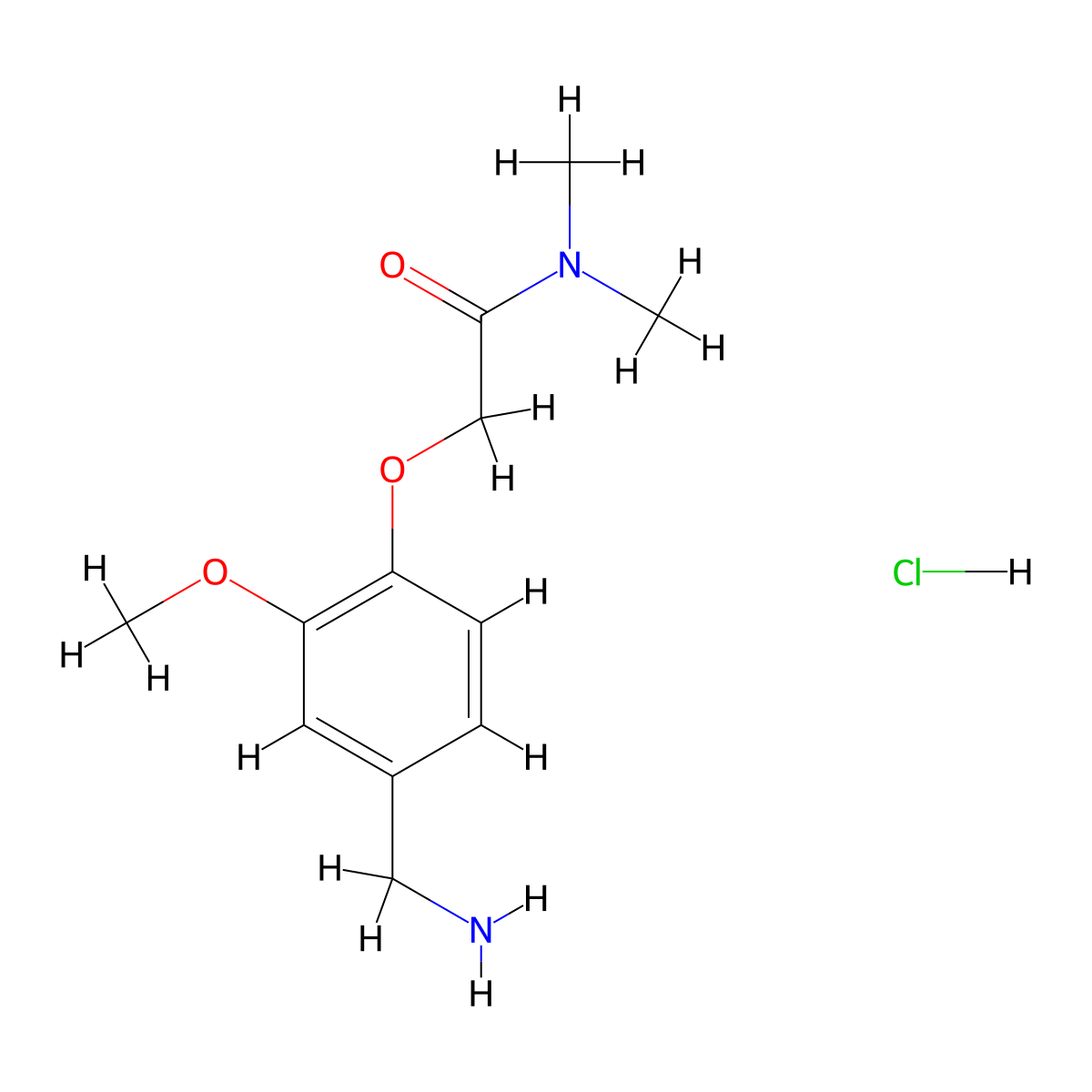 2-[4-(aminomethyl)-2-methoxyphenoxy]-N,N-dimethylacetamide hydrochloride molecular structure, CAS 1170889-23-2
