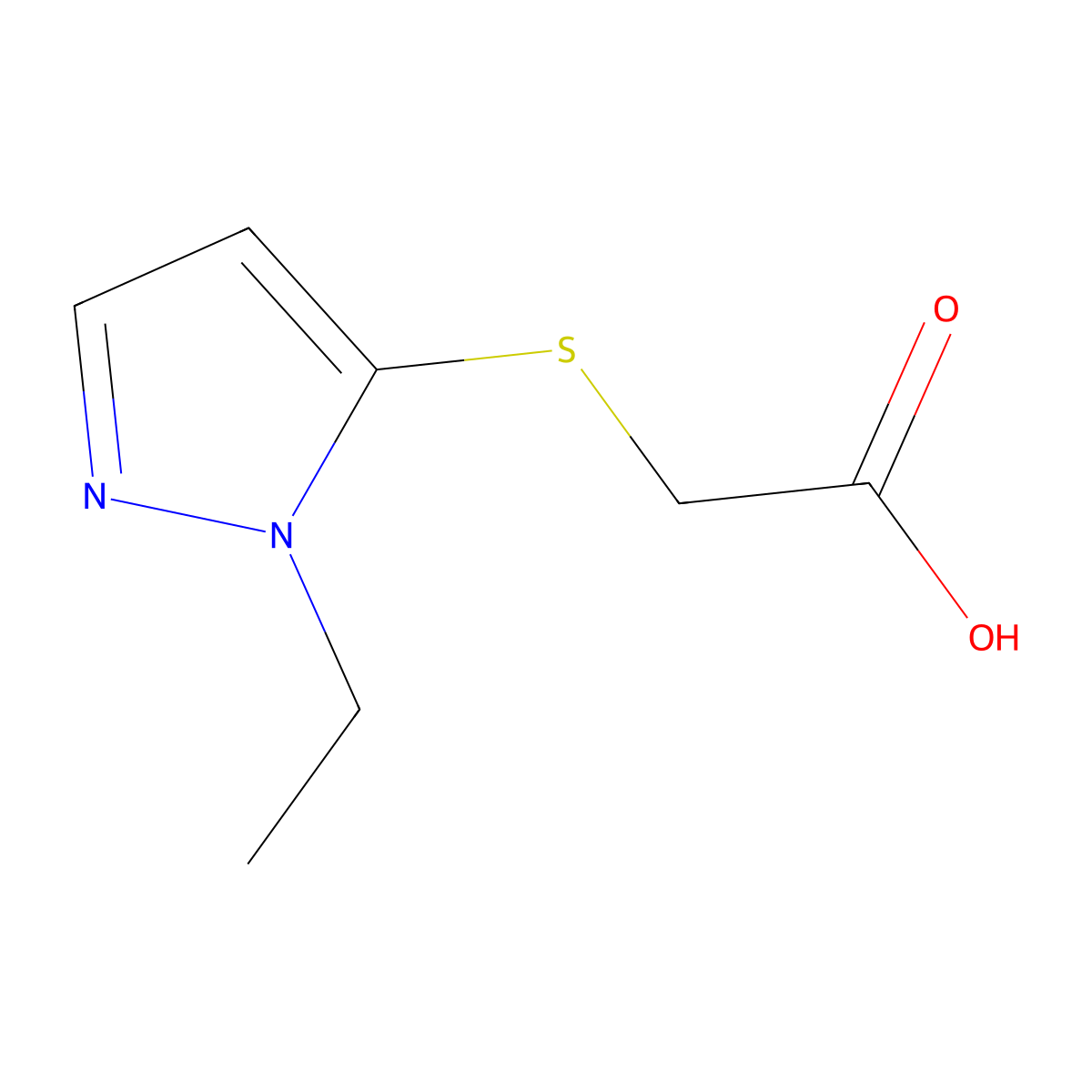 2-[(1-ethyl-1H-pyrazol-5-yl)sulfanyl]acetic acid molecular structure, CAS 1170889-48-1