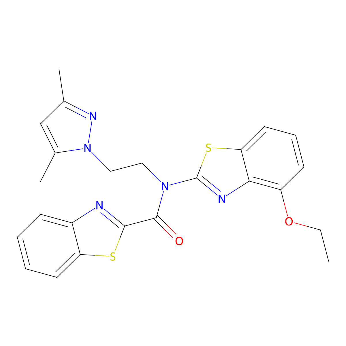 N-(2-(3,5-dimethyl-1H-pyrazol-1-yl)ethyl)-N-(4-ethoxybenzo[d]thiazol-2-yl)benzo[d]thiazole-2-carboxamide molecular structure, CAS 1170890-26-2
