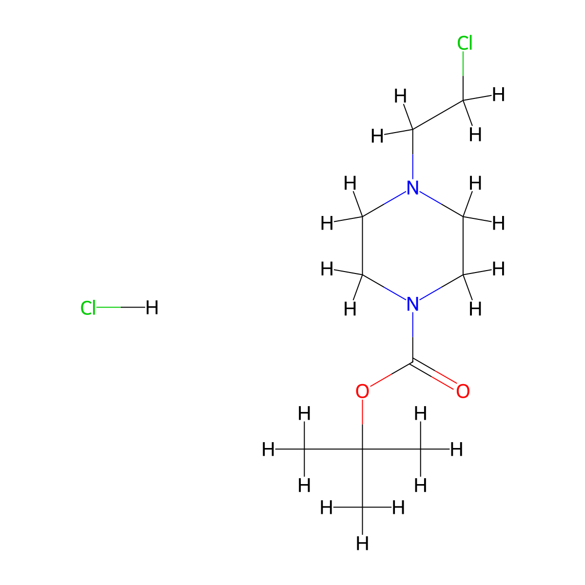 tert-Butyl 4-(2-Chloroethyl)piperazine-1-carboxylate hydrochloride molecular structure, CAS 1170890-35-3