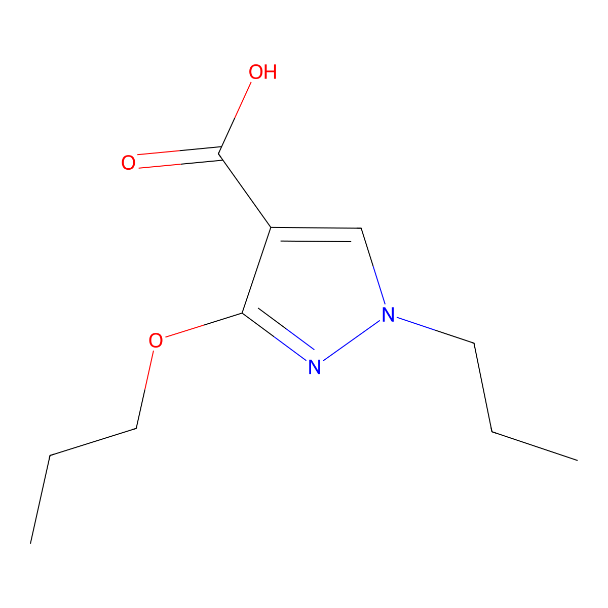 3-propoxy-1-propyl-1H-pyrazole-4-carboxylic acid molecular structure, CAS 1170891-16-3