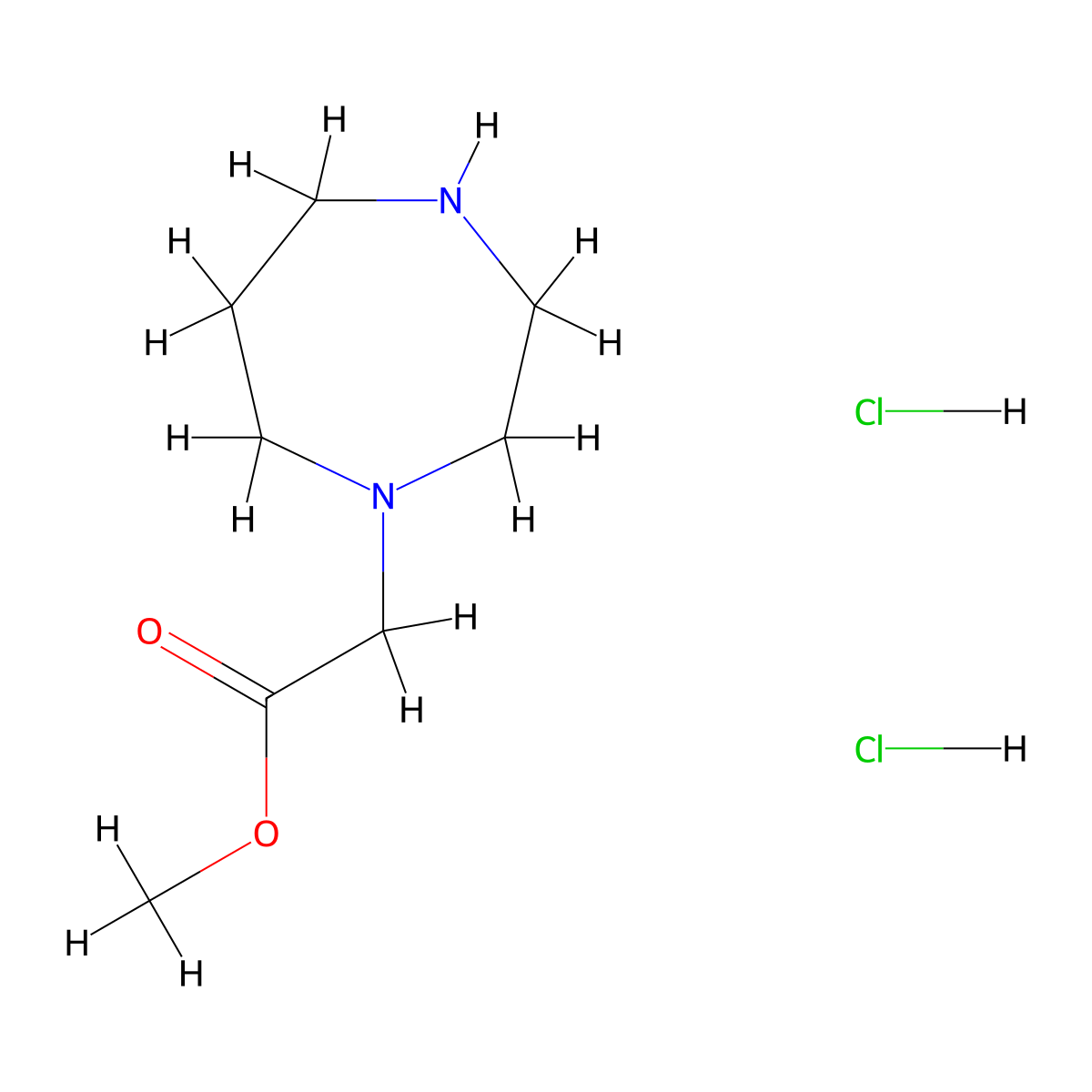 Methyl 2-(1,4-diazepan-1-yl)acetate dihydrochloride molecular structure, CAS 1170891-84-5