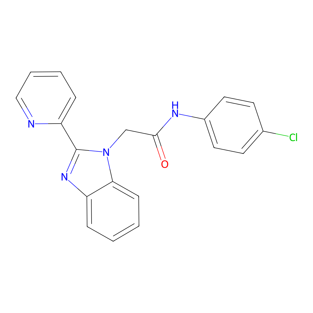 N-(4-chlorophenyl)-2-[2-(2-pyridyl)benzimidazol-1-yl]acetamide molecular structure, CAS 1170892-34-8