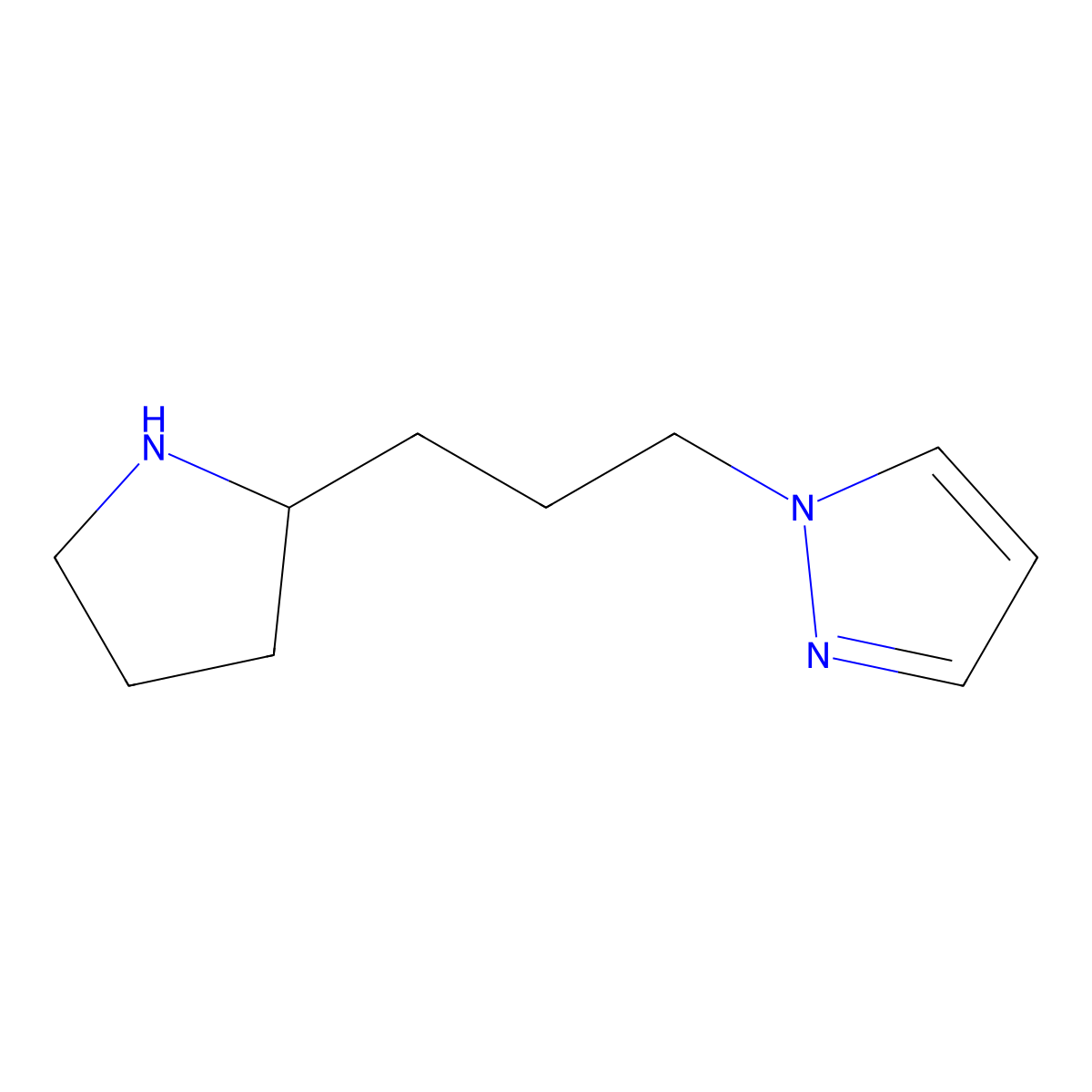 1-[3-(pyrrolidin-2-yl)propyl]-1H-pyrazole molecular structure, CAS 1170892-40-6