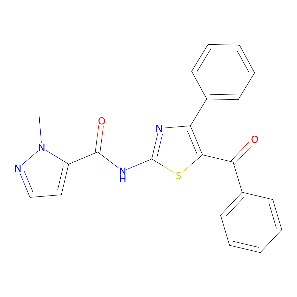 N-(5-benzoyl-4-phenylthiazol-2-yl)-1-methyl-1H-pyrazole-5-carboxamide molecular structure, CAS 1170892-71-3