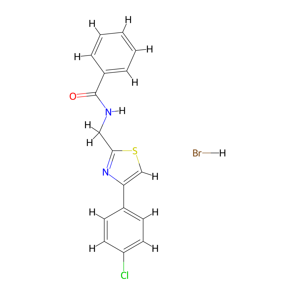 N-{[4-(4-chlorophenyl)-1,3-thiazol-2-yl]methyl}benzamide hydrobromide molecular structure, CAS 1170895-28-9