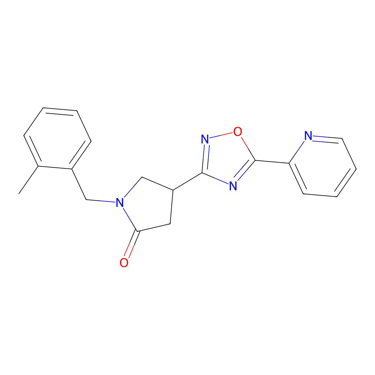 1-(2-Methylbenzyl)-4-(5-(pyridin-2-yl)-1,2,4-oxadiazol-3-yl)pyrrolidin-2-one molecular structure, CAS 1170895-68-7