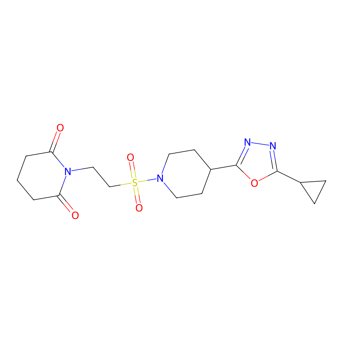 1-(2-{[4-(5-Cyclopropyl-1,3,4-oxadiazol-2-yl)piperidin-1-yl]sulfonyl}ethyl)piperidine-2,6-dione molecular structure, CAS 1170896-47-5