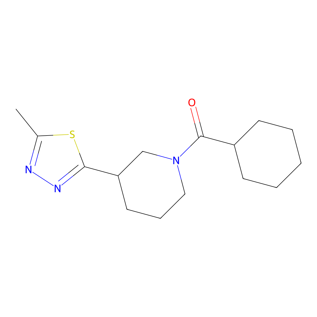 Cyclohexyl(3-(5-methyl-1,3,4-thiadiazol-2-yl)piperidin-1-yl)methanone molecular structure, CAS 1170897-66-1