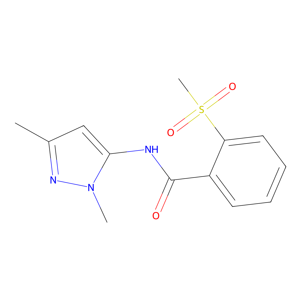N-(1,3-dimethyl-1H-pyrazol-5-yl)-2-methanesulfonylbenzamide molecular structure, CAS 1170897-88-7