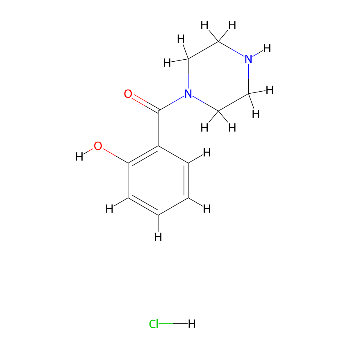 2-(Piperazine-1-carbonyl)phenol hydrochloride molecular structure, CAS 1170899-10-1