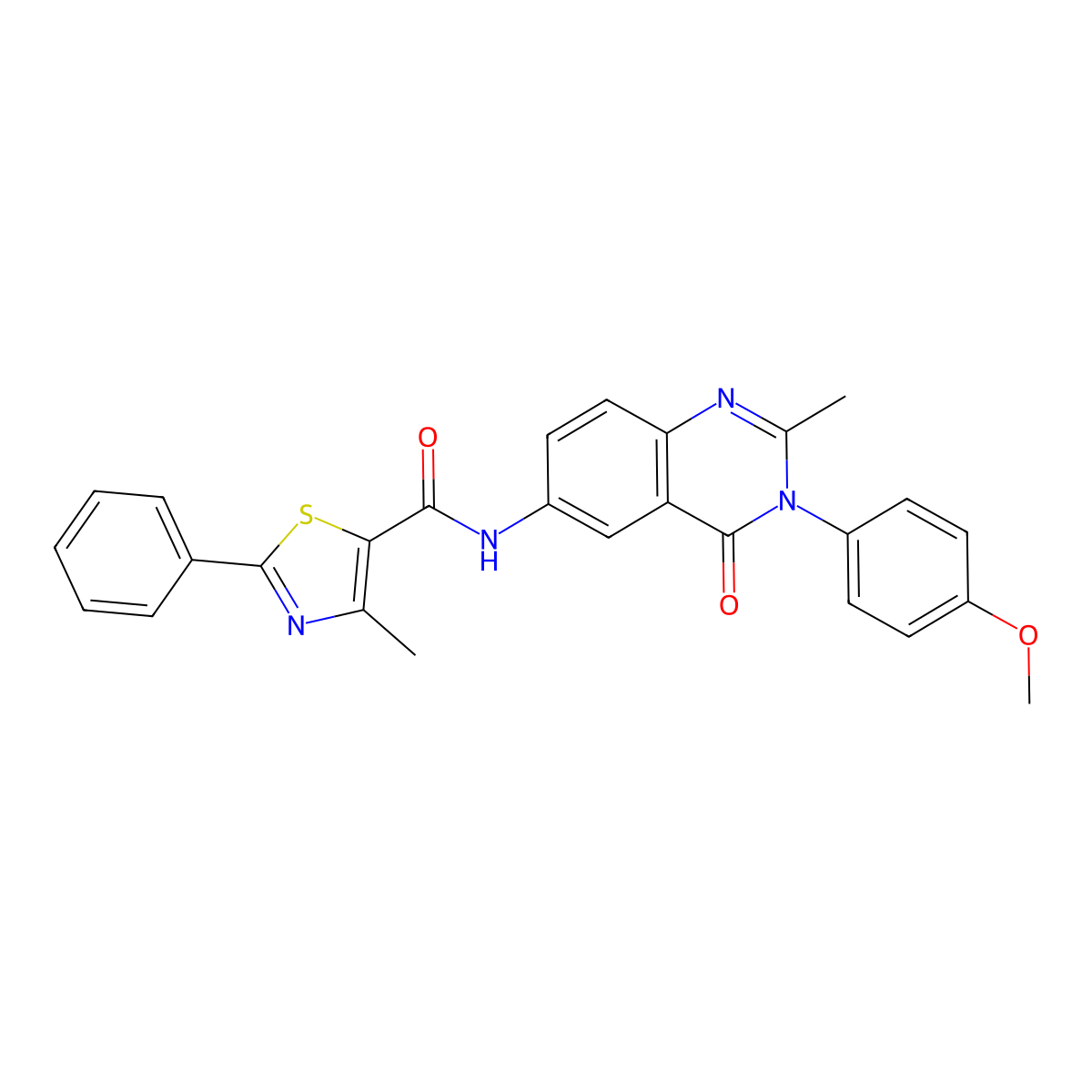 N-(3-(4-methoxyphenyl)-2-methyl-4-oxo-3,4-dihydroquinazolin-6-yl)-4-methyl-2-phenylthiazole-5-carboxamide molecular structure, CAS 1170900-55-6