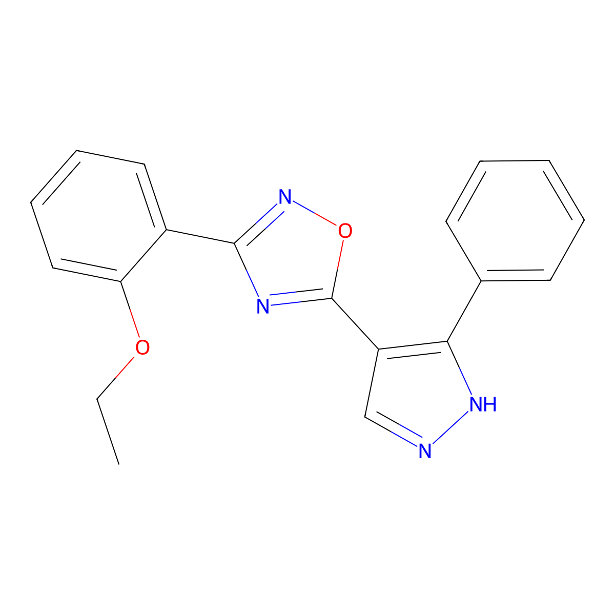3-(2-ethoxyphenyl)-5-(3-phenyl-1H-pyrazol-4-yl)-1,2,4-oxadiazole molecular structure, CAS 1170901-27-5