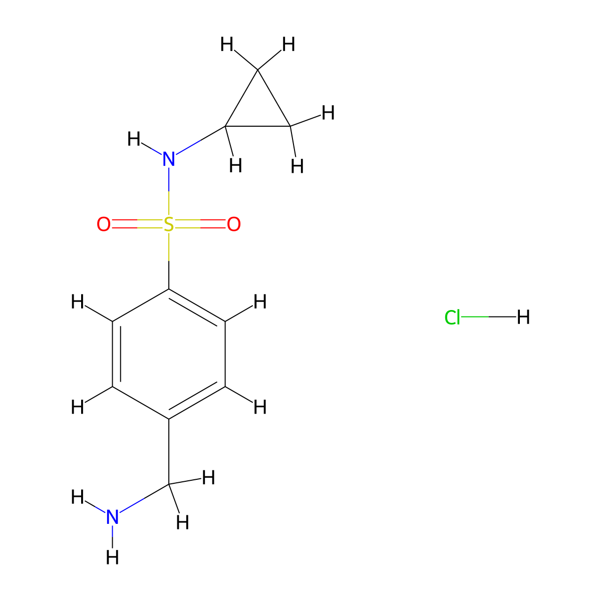 4-(aminomethyl)-N-cyclopropylbenzene-1-sulfonamide hydrochloride molecular structure, CAS 1170903-26-0