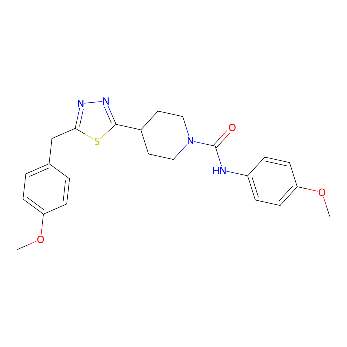 4-(5-(4-methoxybenzyl)-1,3,4-thiadiazol-2-yl)-N-(4-methoxyphenyl)piperidine-1-carboxamide molecular structure, CAS 1170903-37-3