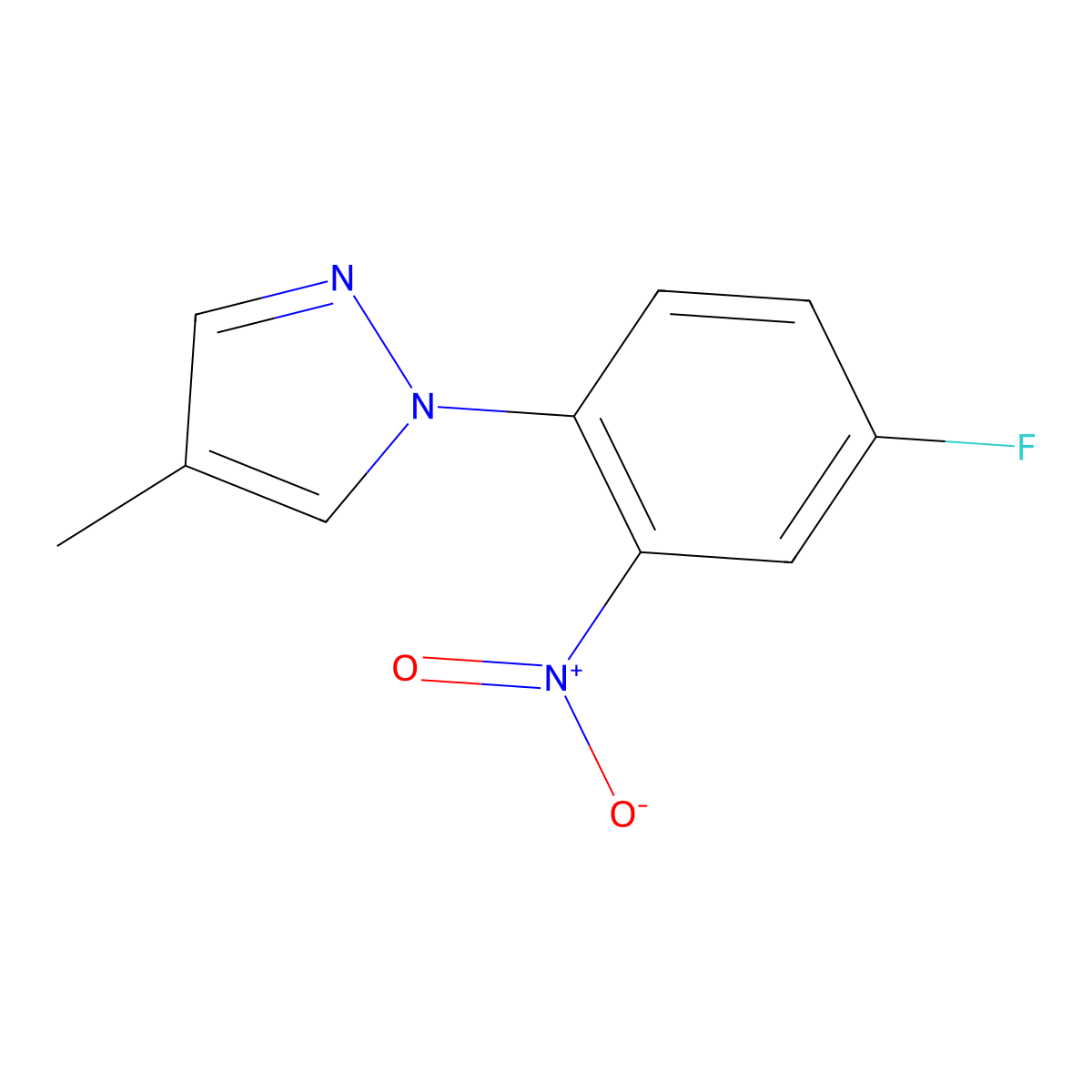 1-(4-fluoro-2-nitrophenyl)-4-methyl-1H-pyrazole molecular structure, CAS 1170905-81-3