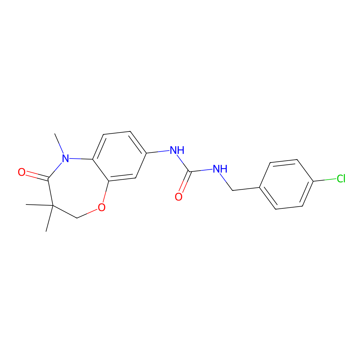 1-(4-Chlorobenzyl)-3-(3,3,5-trimethyl-4-oxo-2,3,4,5-tetrahydrobenzo[b][1,4]oxazepin-8-yl)urea molecular structure, CAS 1170907-12-6
