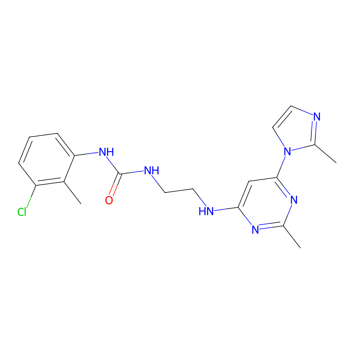 1-(3-chloro-2-methylphenyl)-3-(2-((2-methyl-6-(2-methyl-1H-imidazol-1-yl)pyrimidin-4-yl)amino)ethyl)urea molecular structure, CAS 1170909-00-8