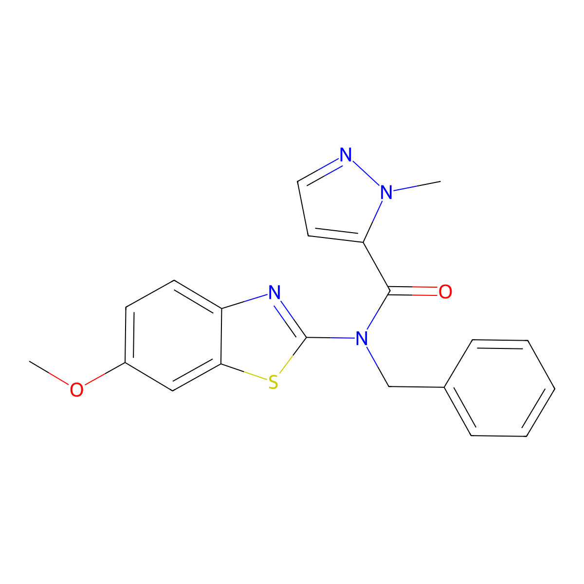 N-benzyl-N-(6-methoxybenzo[d]thiazol-2-yl)-1-methyl-1H-pyrazole-5-carboxamide molecular structure, CAS 1170909-69-9