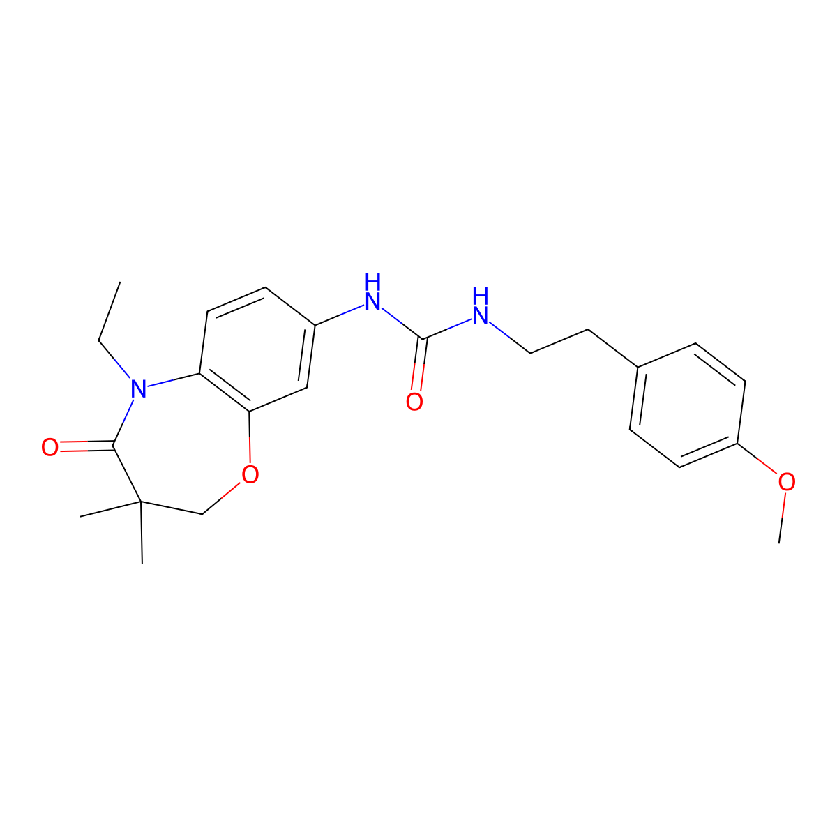 1-(5-Ethyl-3,3-dimethyl-4-oxo-2,3,4,5-tetrahydrobenzo[b][1,4]oxazepin-8-yl)-3-(4-methoxyphenethyl)urea molecular structure, CAS 1170911-57-5