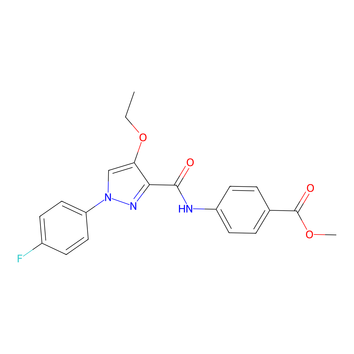 methyl 4-(4-ethoxy-1-(4-fluorophenyl)-1H-pyrazole-3-carboxamido)benzoate molecular structure, CAS 1170912-35-2