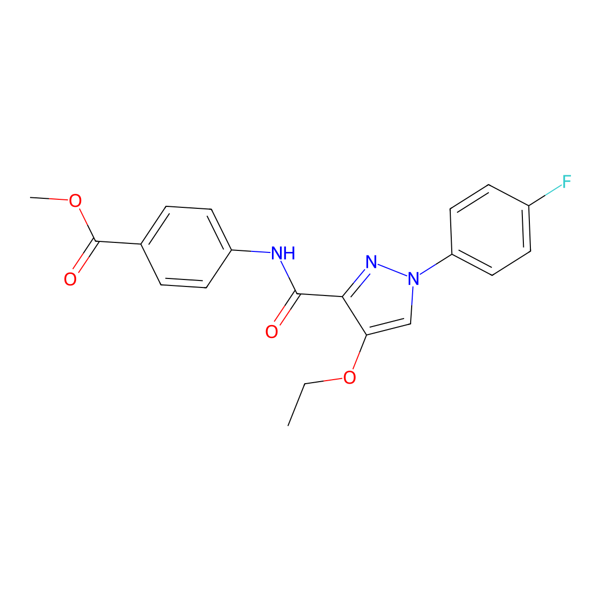 methyl 4-(4-ethoxy-1-(4-fluorophenyl)-1H-pyrazole-3-carboxamido)benzoate molecular structure, CAS 1170912-35-2