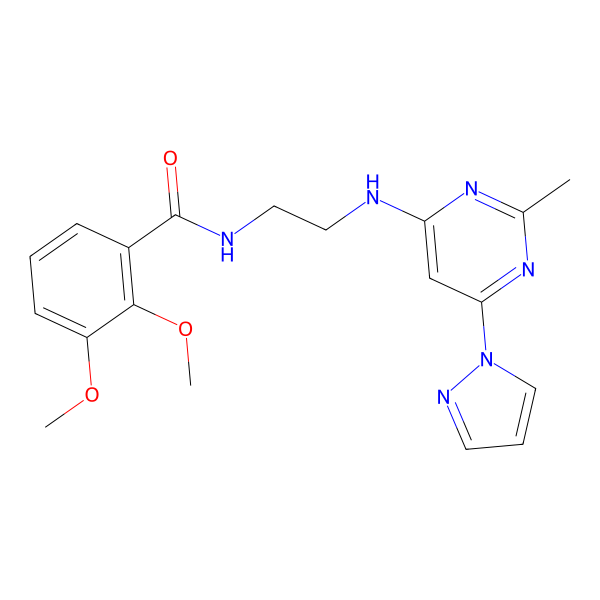 2,3-dimethoxy-N-(2-{[2-methyl-6-(1H-pyrazol-1-yl)pyrimidin-4-yl]amino}ethyl)benzamide molecular structure, CAS 1170913-43-5