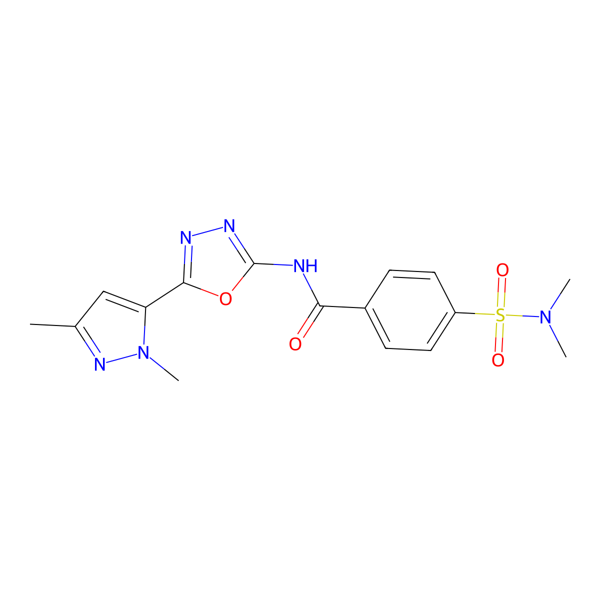 N-[5-(1,3-dimethyl-1H-pyrazol-5-yl)-1,3,4-oxadiazol-2-yl]-4-(dimethylsulfamoyl)benzamide molecular structure, CAS 1170920-73-6