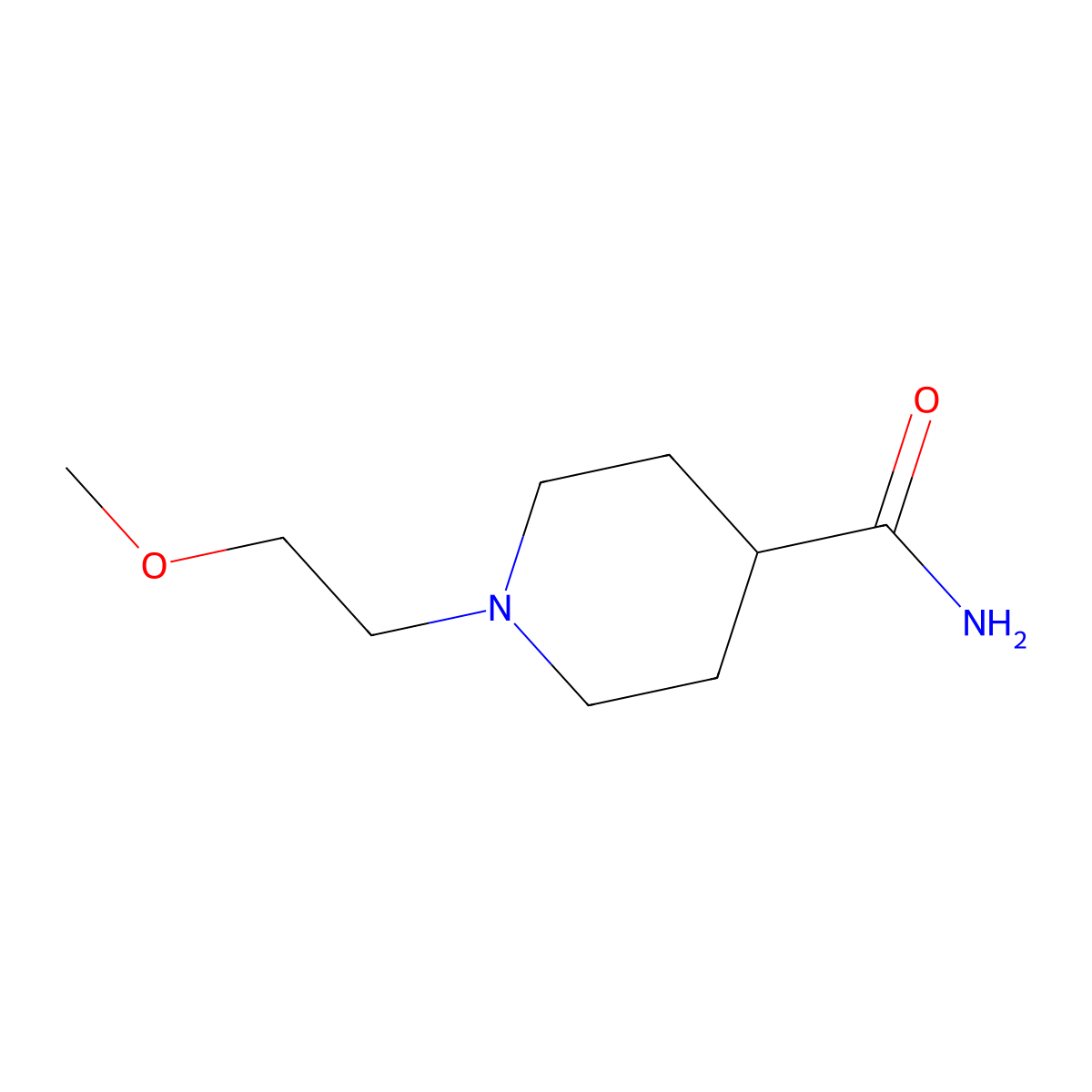 1-(2-Methoxyethyl)piperidine-4-carboxamide molecular structure, CAS 1170921-09-1