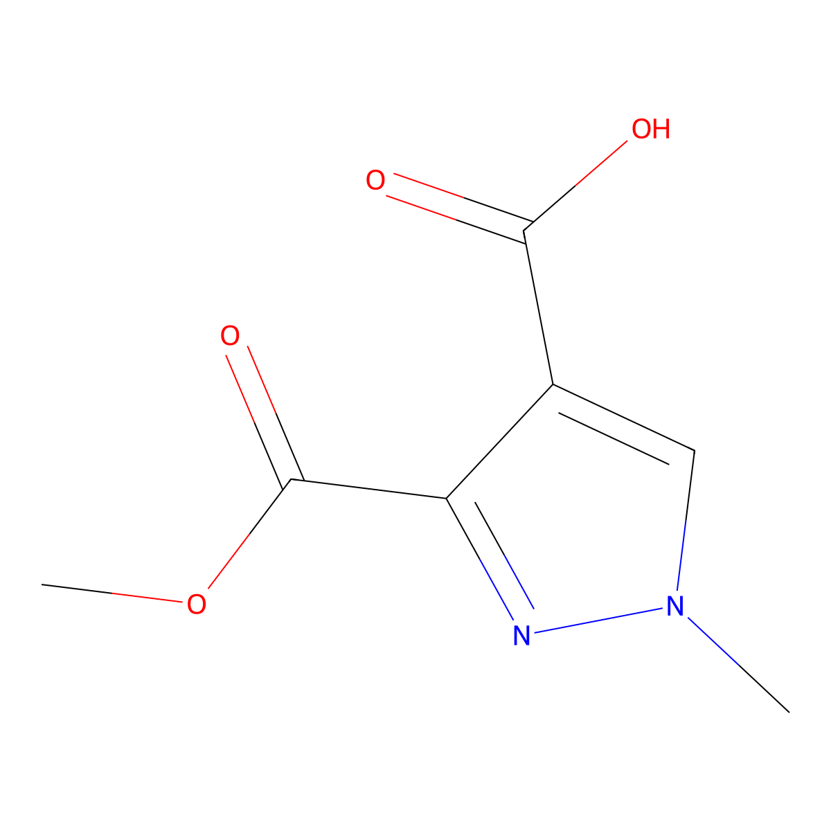 3-(methoxycarbonyl)-1-methyl-1H-pyrazole-4-carboxylic acid molecular structure, CAS 1170923-24-6