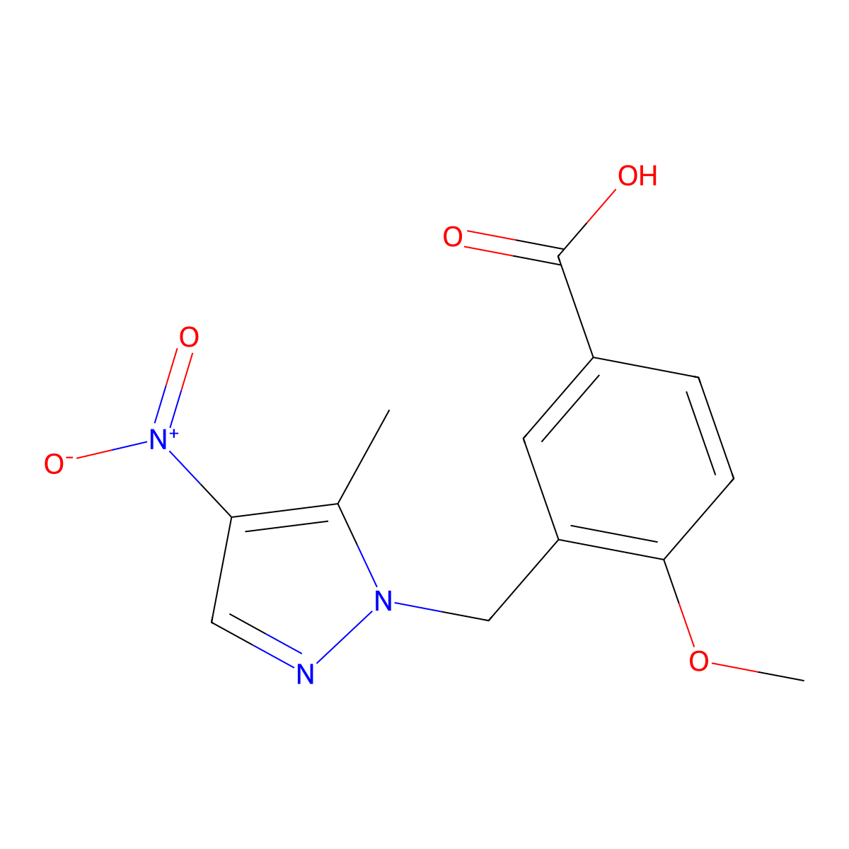 4-Methoxy-3-[(5-methyl-4-nitro-1H-pyrazol-1-YL)-methyl]benzoic acid molecular structure, CAS 1170923-64-4