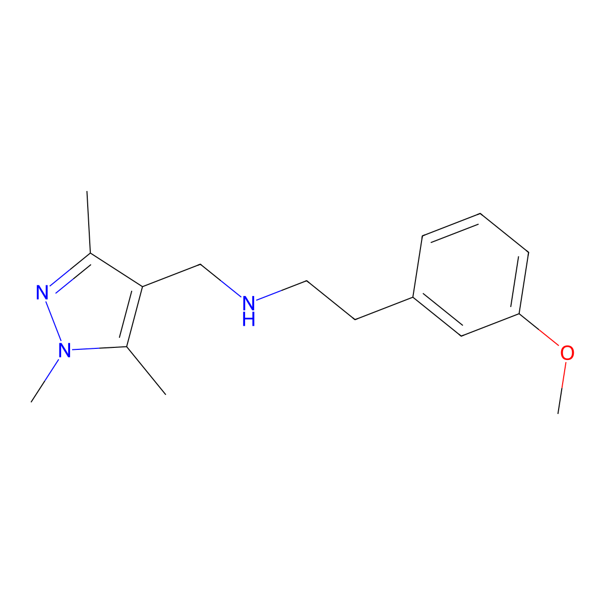 2-(3-Methoxyphenyl)-N-((1,3,5-trimethyl-1H-pyrazol-4-yl)methyl)ethanamine molecular structure, CAS 1170929-46-0