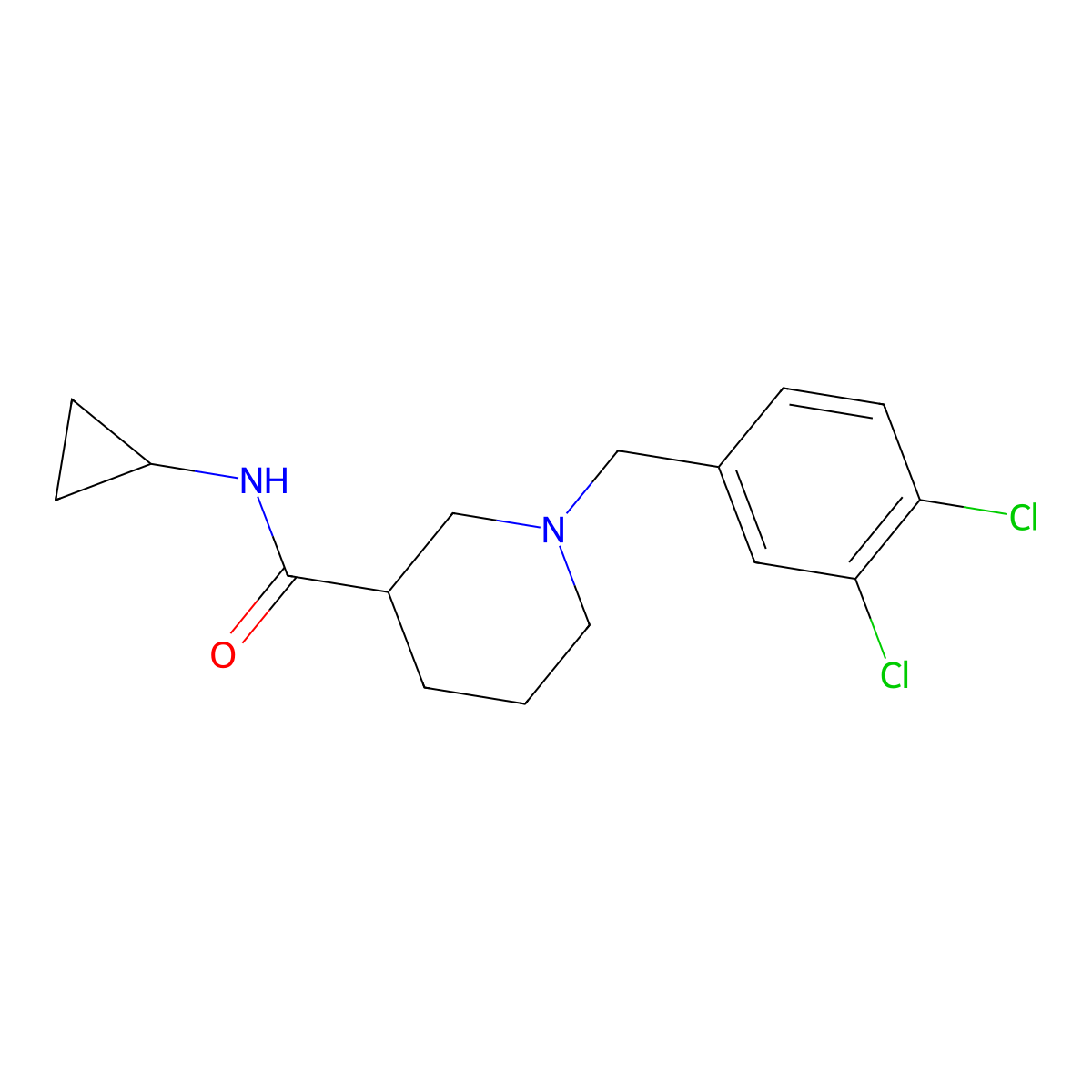 N-cyclopropyl-1-[(3,4-dichlorophenyl)methyl]piperidine-3-carboxamide molecular structure, CAS 1170933-10-4