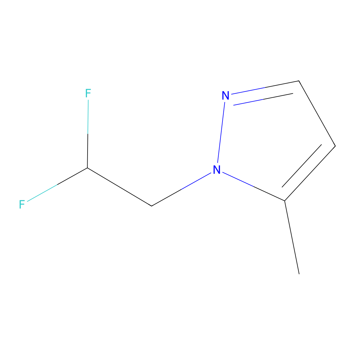 1-(2,2-difluoroethyl)-5-methyl-1H-pyrazole molecular structure, CAS 1170936-27-2