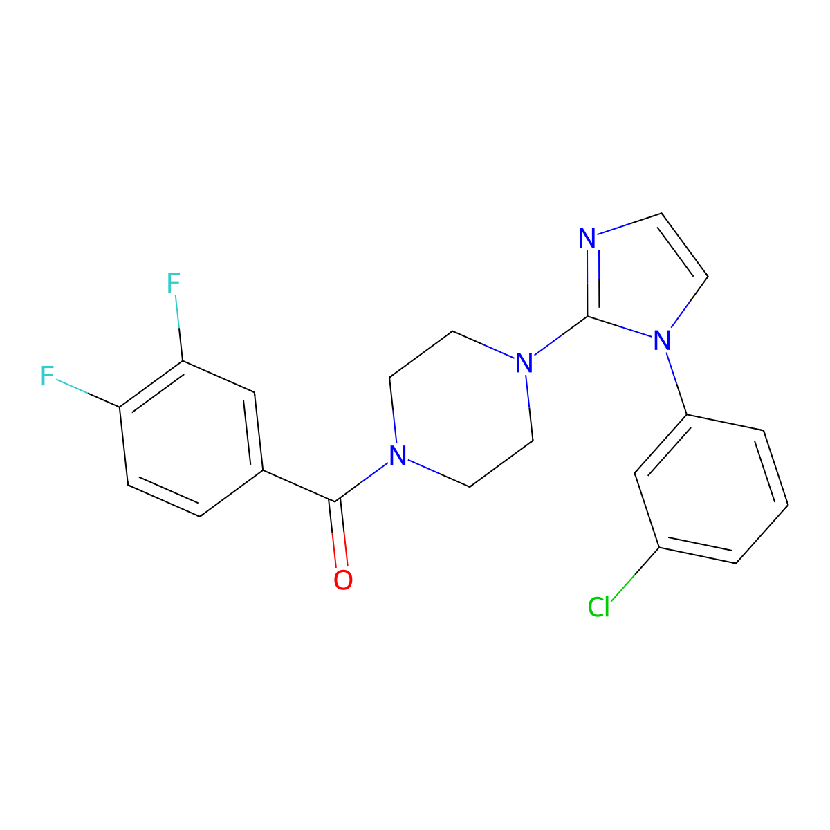 [4-[1-(3-Chlorophenyl)imidazol-2-yl]piperazin-1-yl]-(3,4-difluorophenyl)methanone molecular structure, CAS 1170936-95-4