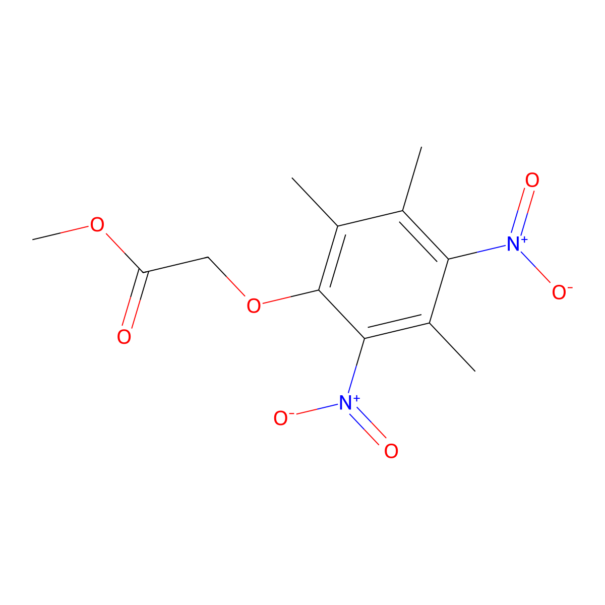 Methyl (2,3,5-trimethyl-4,6-dinitrophenoxy)acetate molecular structure, CAS 1170938-71-2