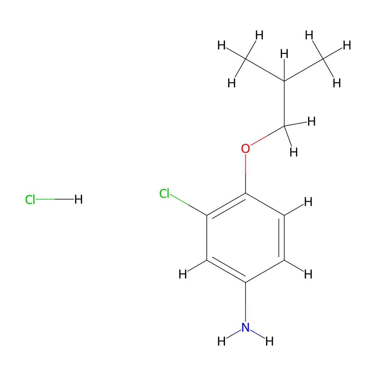 3-Chloro-4-(2-methylpropoxy)aniline hydrochloride molecular structure, CAS 1170938-91-6