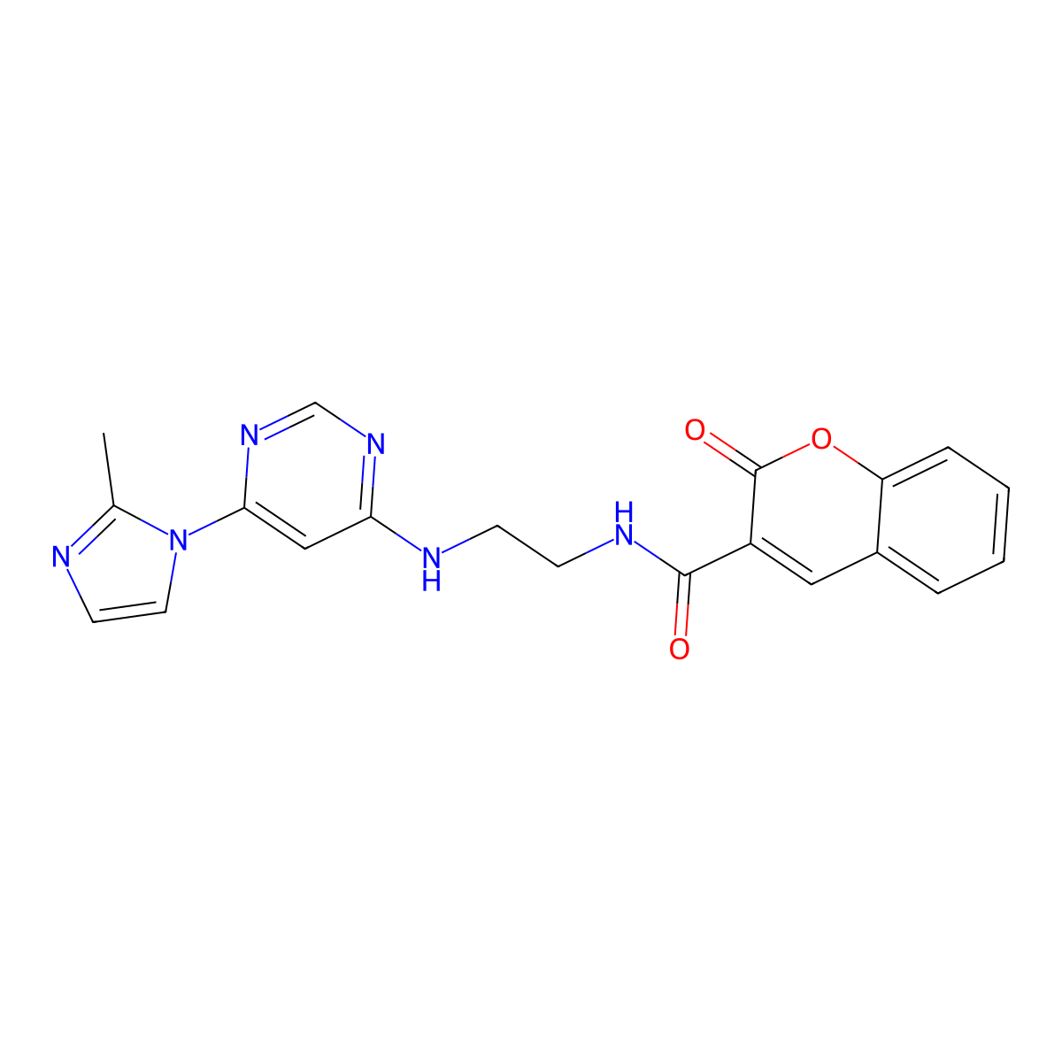 N-(2-((6-(2-methyl-1H-imidazol-1-yl)pyrimidin-4-yl)amino)ethyl)-2-oxo-2H-chromene-3-carboxamide molecular structure, CAS 1170939-46-4