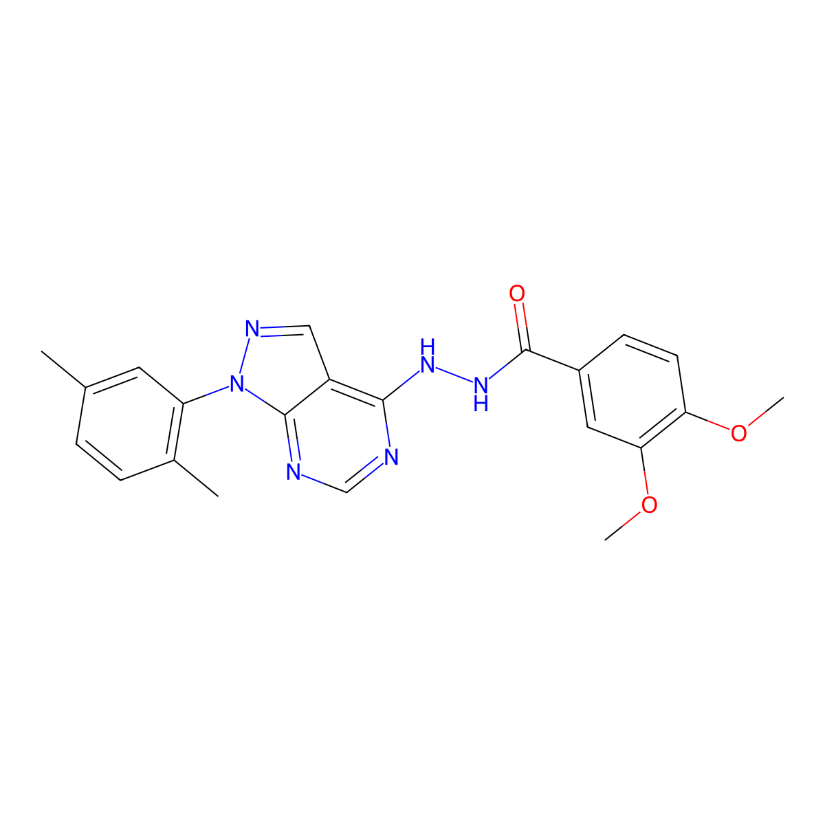 N'-[1-(2,5-dimethylphenyl)-1H-pyrazolo[3,4-d]pyrimidin-4-yl]-3,4-dimethoxybenzohydrazide molecular structure, CAS 1170940-34-7