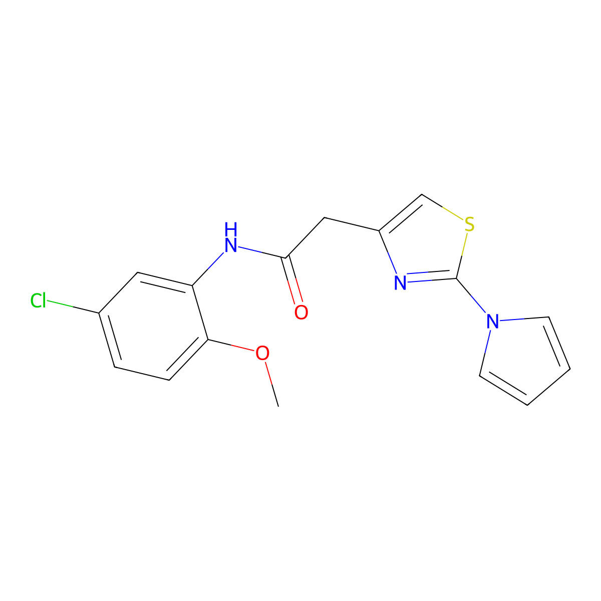 2-(2-(1H-pyrrol-1-yl)thiazol-4-yl)-N-(5-chloro-2-methoxyphenyl)acetamide molecular structure, CAS 1170940-85-8