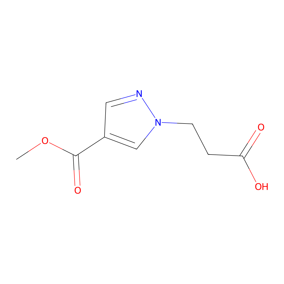 3-[4-(methoxycarbonyl)-1H-pyrazol-1-yl]propanoic acid molecular structure, CAS 1170943-03-9