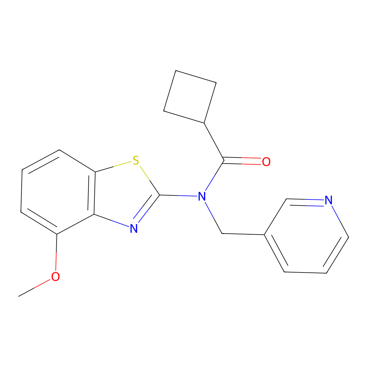 N-(4-methoxybenzo[d]thiazol-2-yl)-N-(pyridin-3-ylmethyl)cyclobutanecarboxamide molecular structure, CAS 1170943-21-1