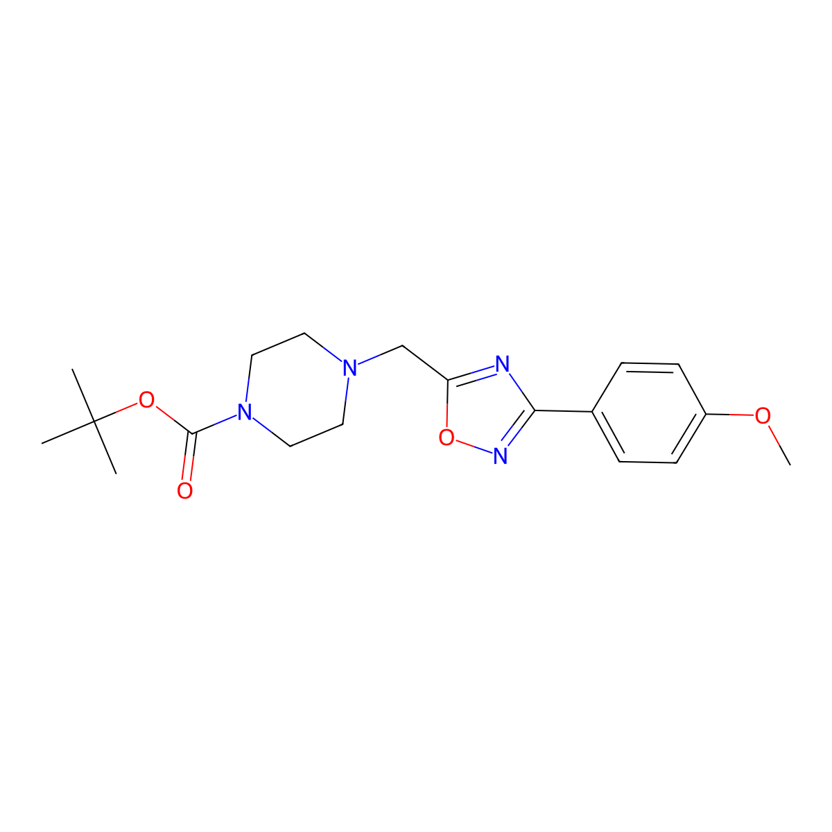tert-Butyl 4-{[3-(4-methoxyphenyl)-1,2,4-oxadiazol-5-yl]methyl}piperazine-1-carboxylate molecular structure, CAS 1170943-40-4