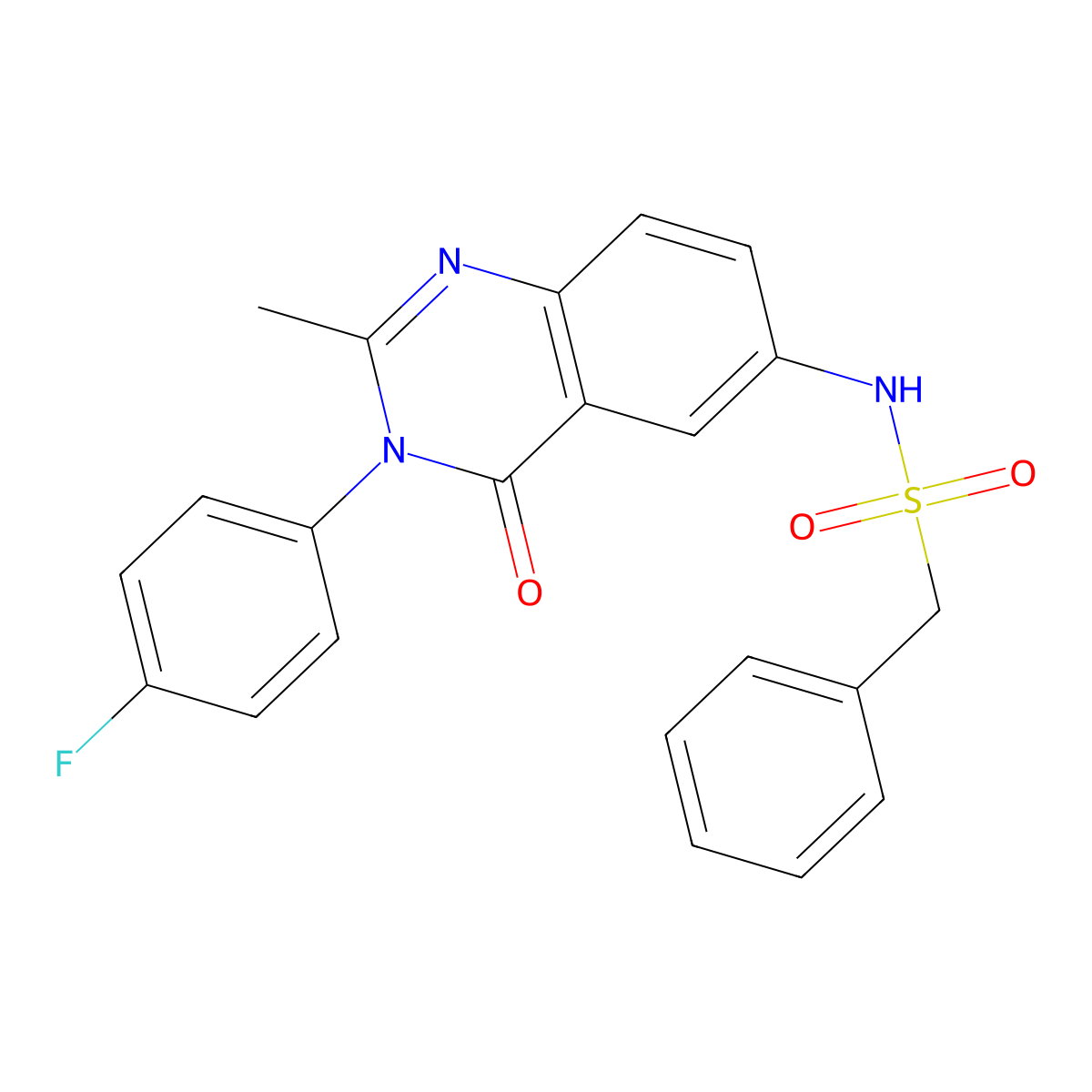 N-[3-(4-fluorophenyl)-2-methyl-4-oxo-3,4-dihydroquinazolin-6-yl]-1-phenylmethanesulfonamide molecular structure, CAS 1170943-88-0