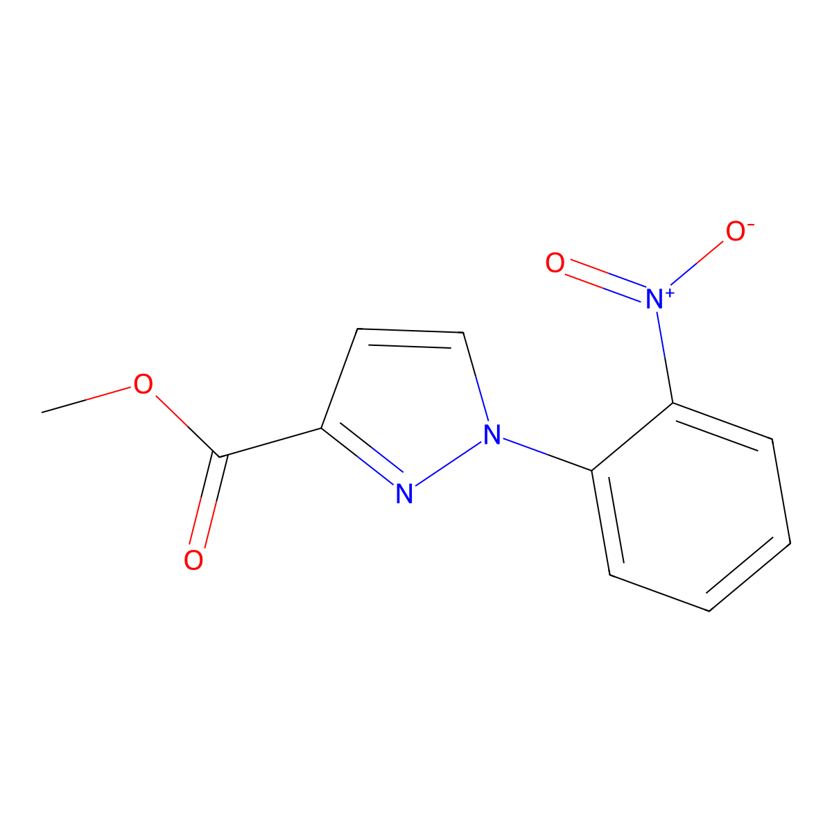 methyl 1-(2-nitrophenyl)-1H-pyrazole-3-carboxylate molecular structure, CAS 1170945-67-1